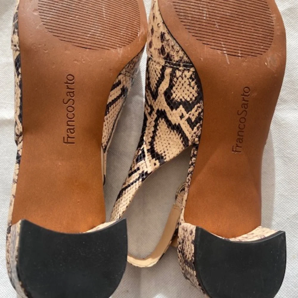 Super cute - Pristine - Franco Sarto Leather Embossed Snakeskin Slingbacks - Picture 8 of 10